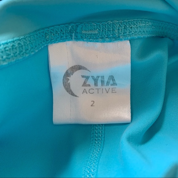 Zyia Turquoise Mesh High Rise Capri Cropped Leggings - Picture 12 of 12